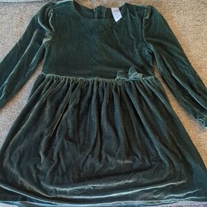 Carter's Forest Green Velvet Dress with Bow